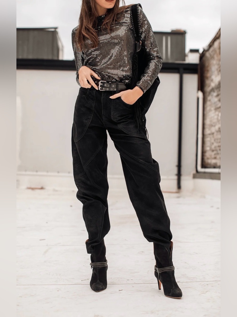 NWT Isabel Marant Etoile Kelvina Pants Black Faux Leather Trousers 38 US 6 med - Picture 5 of 13